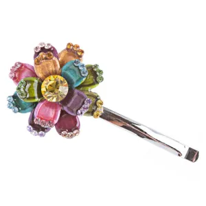 Austrian Crystal Rhinestone Fashion Jewerly Layered Flower Small Hair Clip Multi