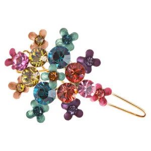 Austrian Crystal Rhinestone Fashion Jewerly Small Hair Clip Gold Multi-Color