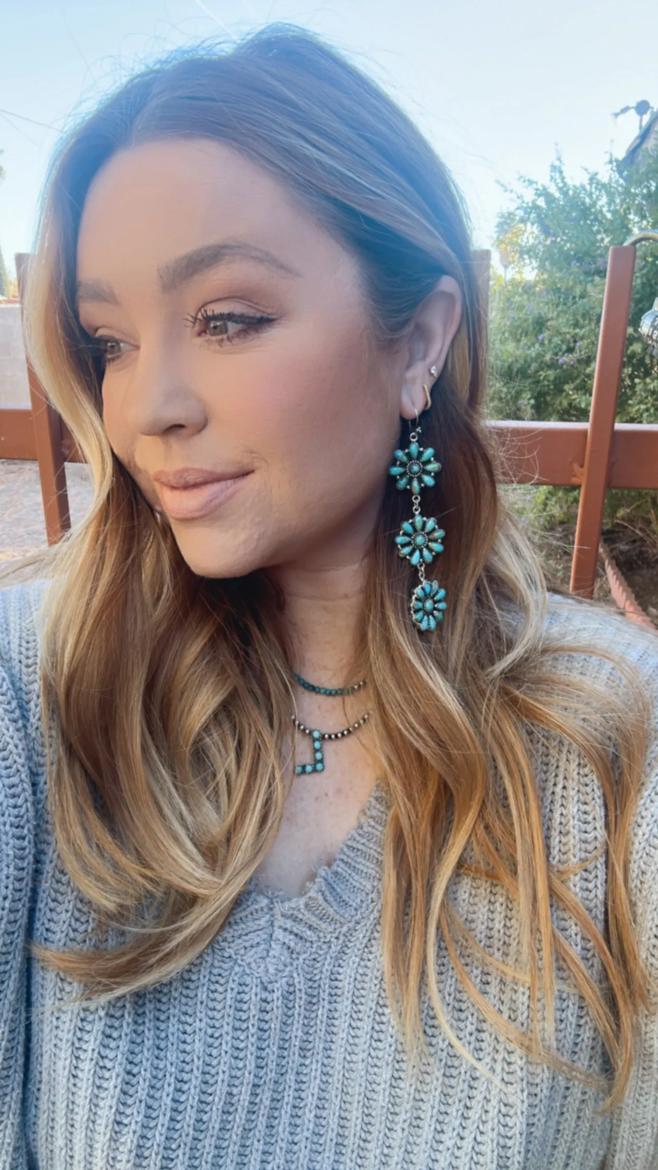 “Better Than Revenge” Handmade Turquoise and Sterling Silver Flower Dangle Earrings