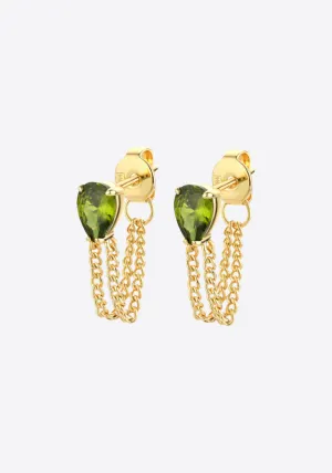 BILLIE TEARDROP CHAIN STUDS PERIDOT