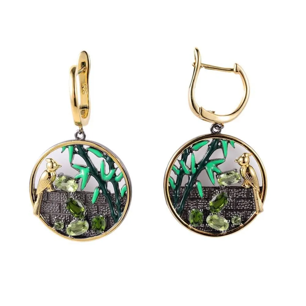 Bird & Bamboo Natural Peridot Dangle Earrings