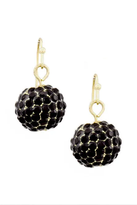 Black Dangle Disco Ball Earrings