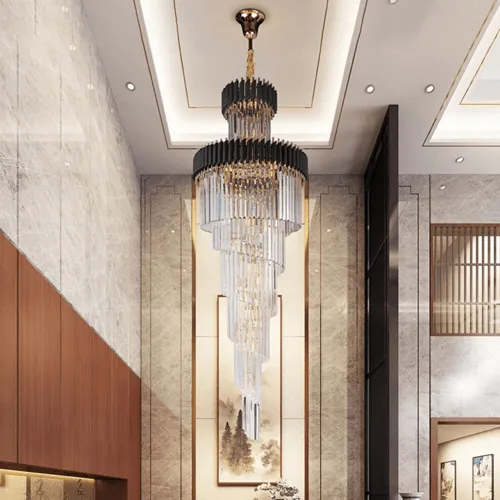 Black Geminus Long Crystal Chandelier