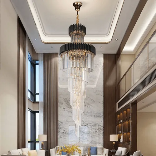 Black Geminus Long Crystal Chandelier