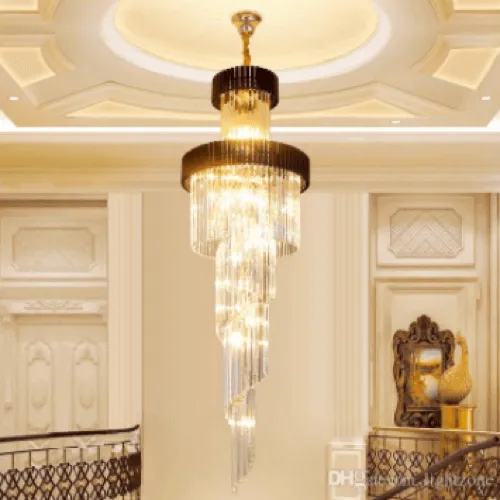 Black Geminus Long Crystal Chandelier