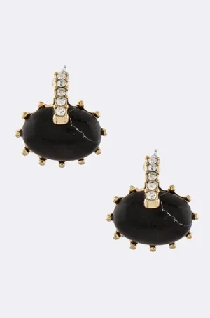 Black Oval Stone Earrings