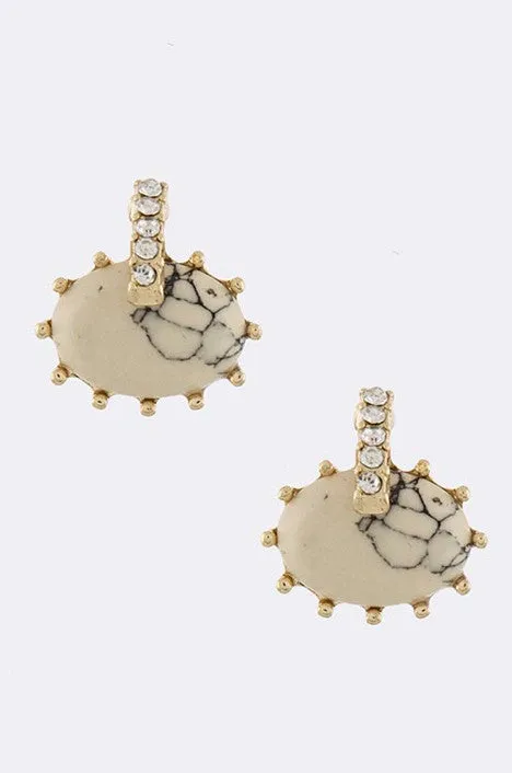 Black Oval Stone Earrings