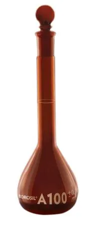 Borosil® Flasks, Volumetric, Class A, Amber, Polypropylene (PP) Stopper, 5mL, 7/16, Ind. Cert, CS/5