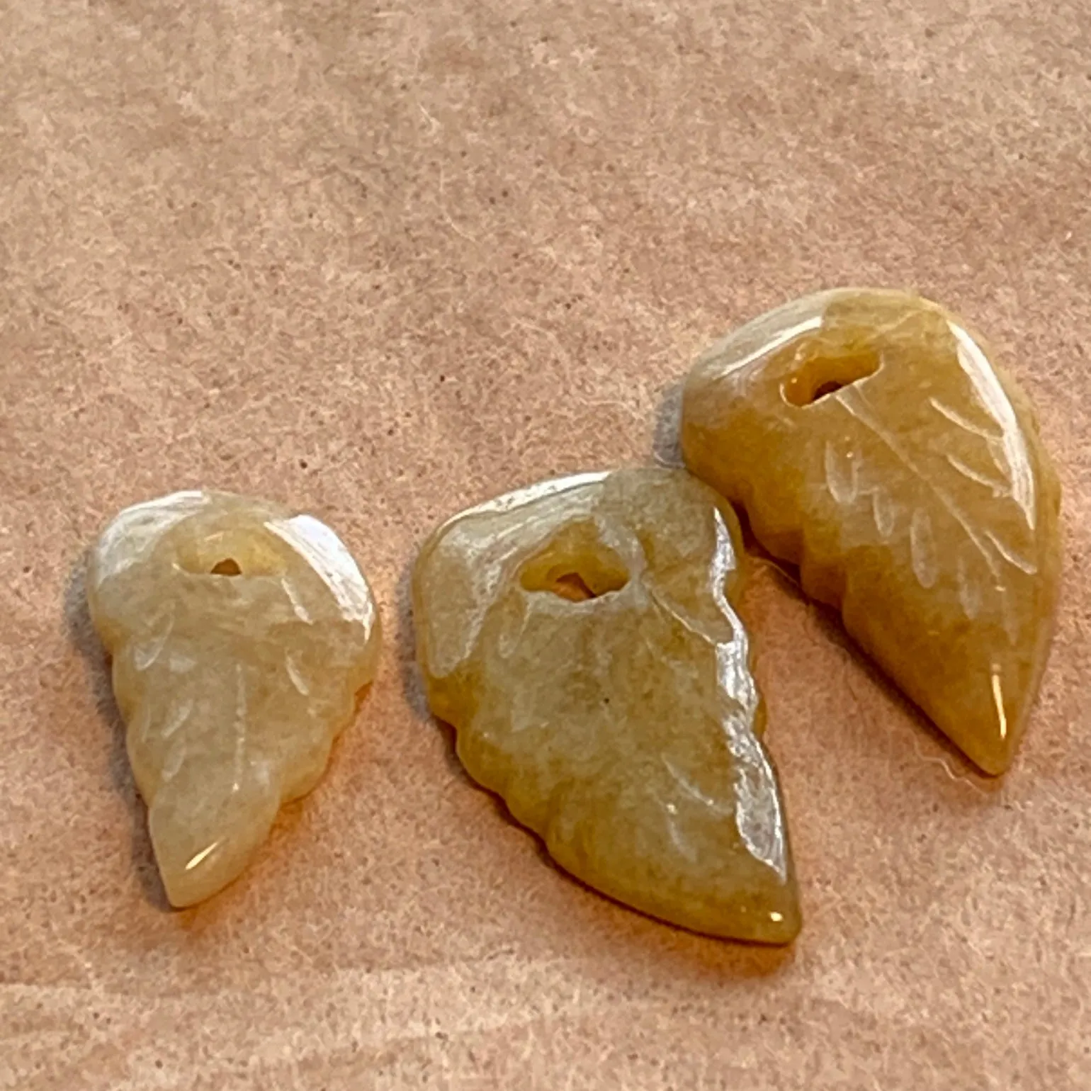 Carved Jade Leaf Charm