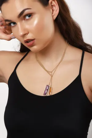 Citrine And Amethyst Drape Necklace