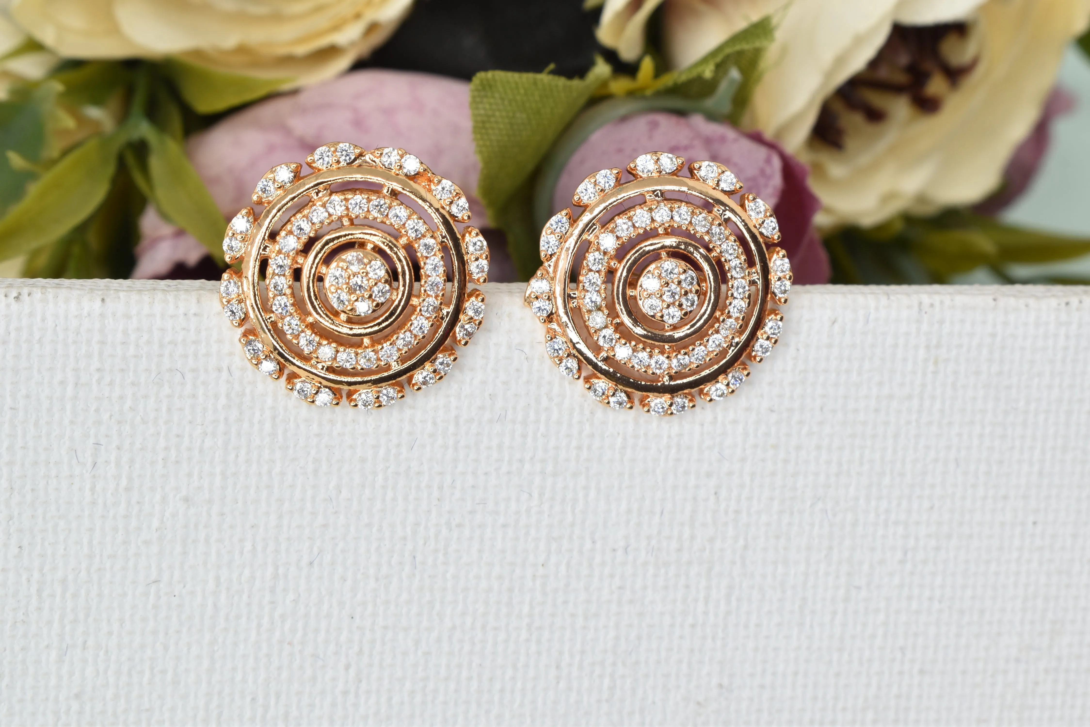 Classic Rose Gold Studs: Feminine Sparkle Collection