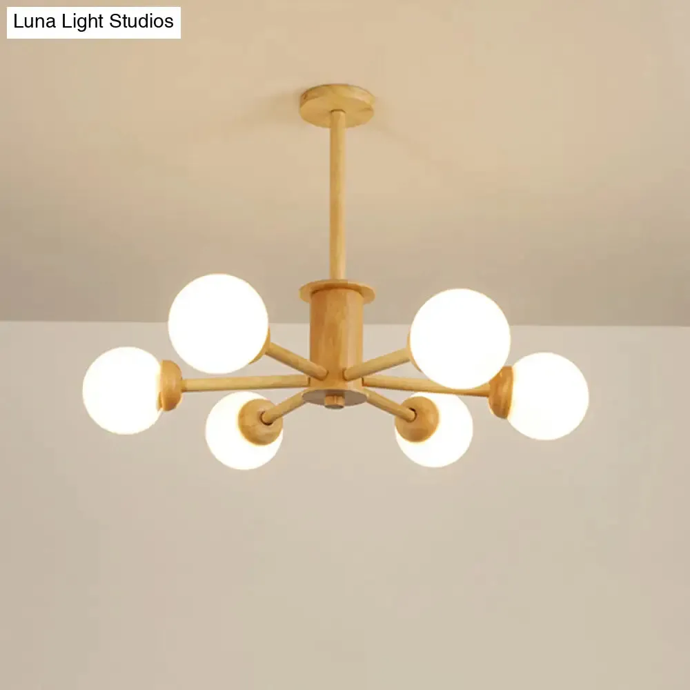 Contemporary LED Wooden Chandelier for Living Room Ceiling