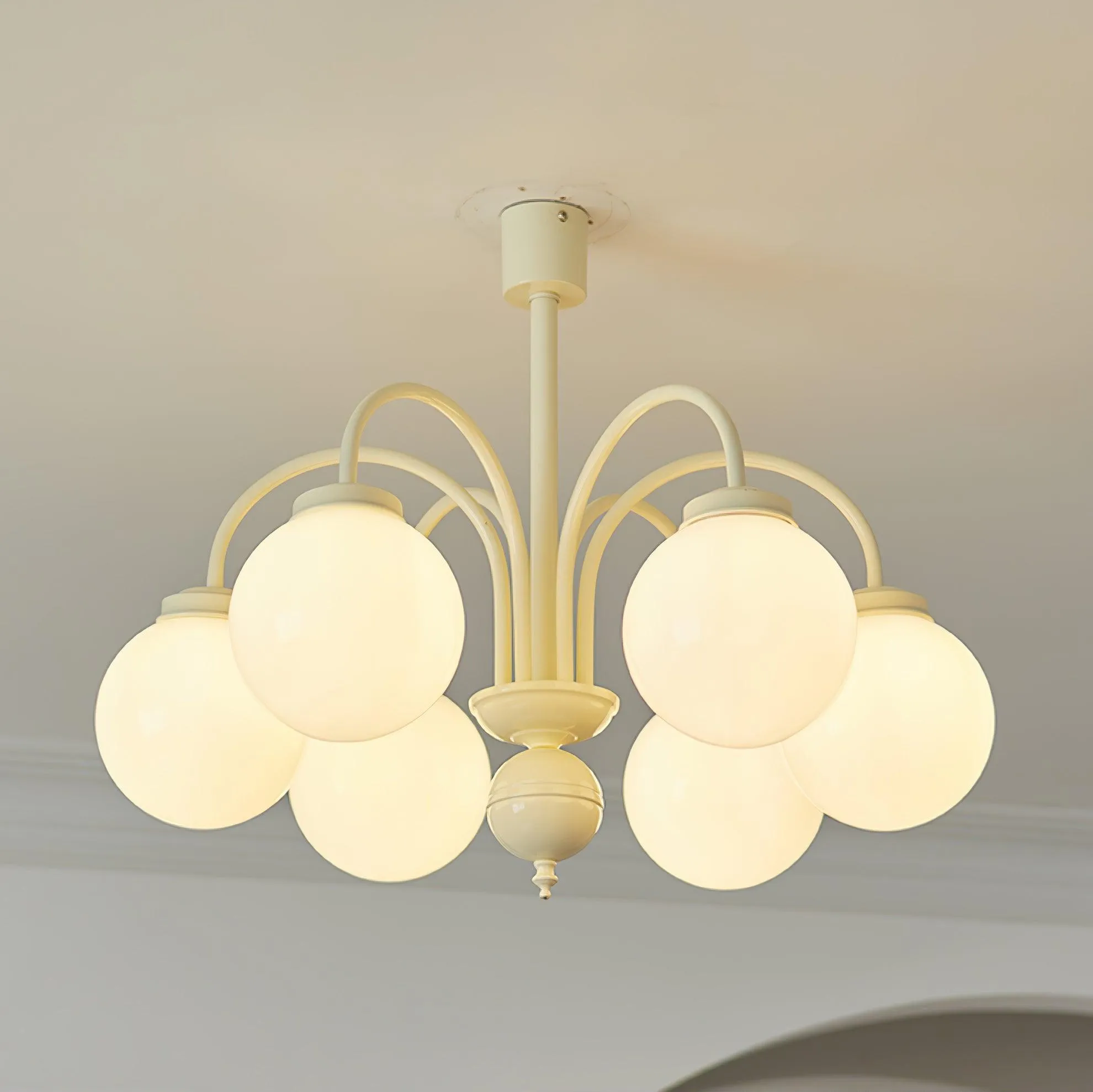 Cream Glass Sphere Chandelier