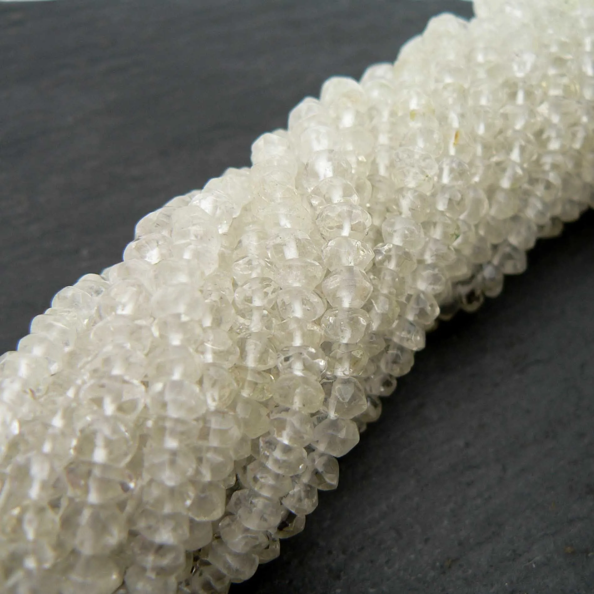 Crystal Quartz Faceted 4mm Rondelle Beads 15" Strand