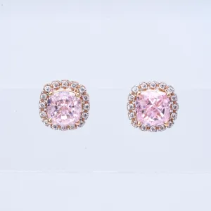 Cushion Cut CZ Halo Stud Earrings - Classic Elegance