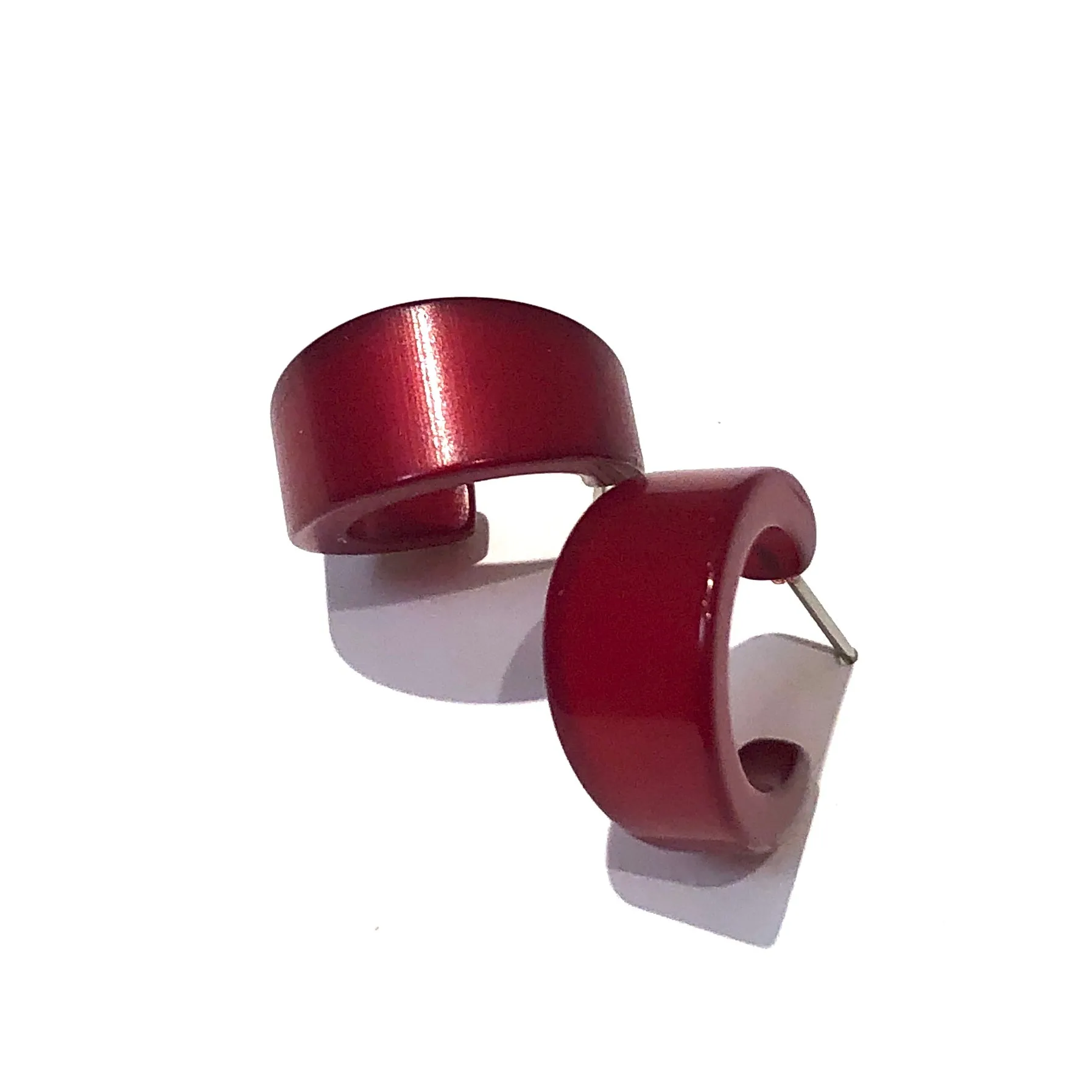 Deep Red Moonglow Mini Boom Hoop Earrings