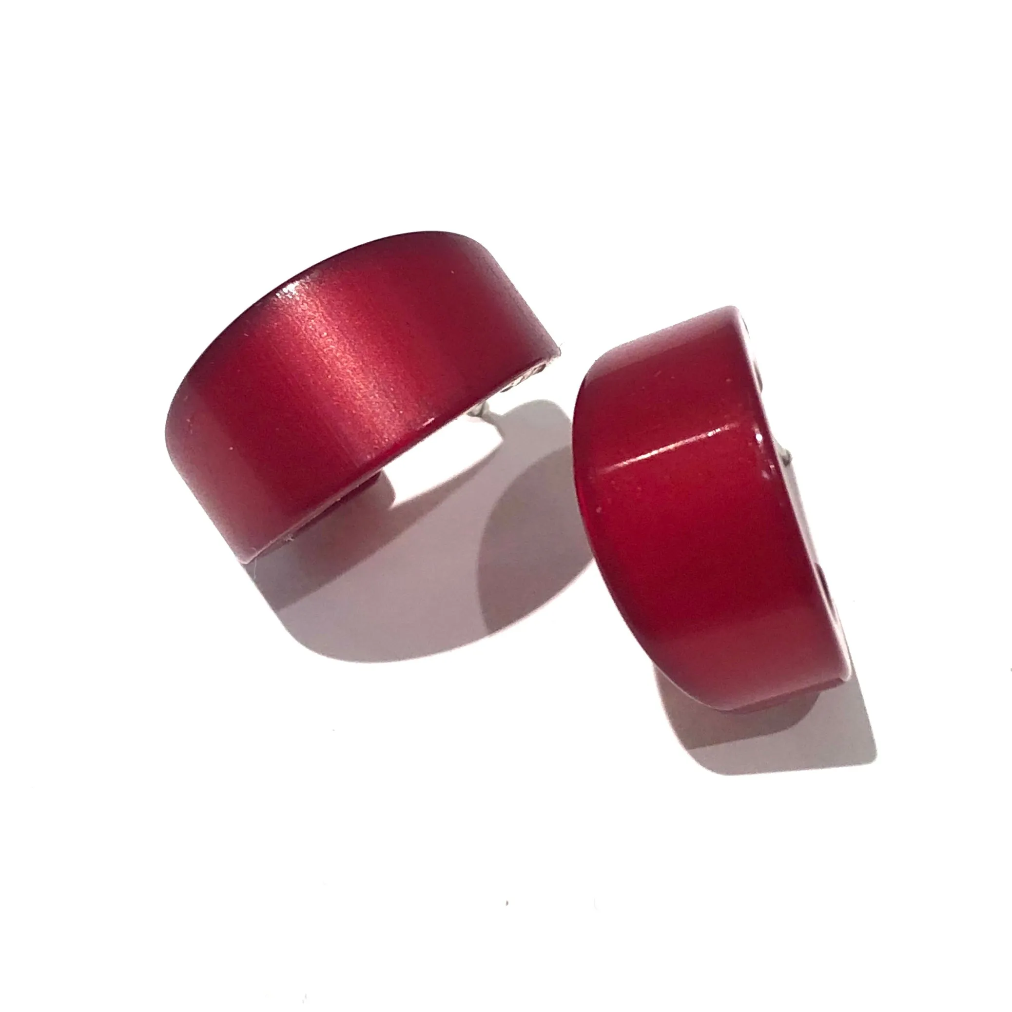 Deep Red Moonglow Mini Boom Hoop Earrings