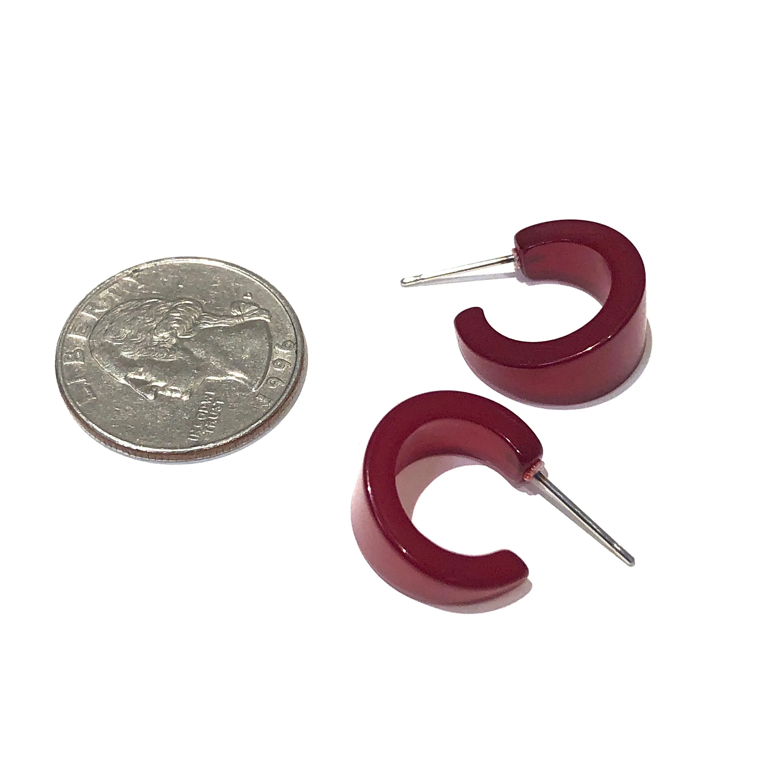 Deep Red Moonglow Mini Boom Hoop Earrings