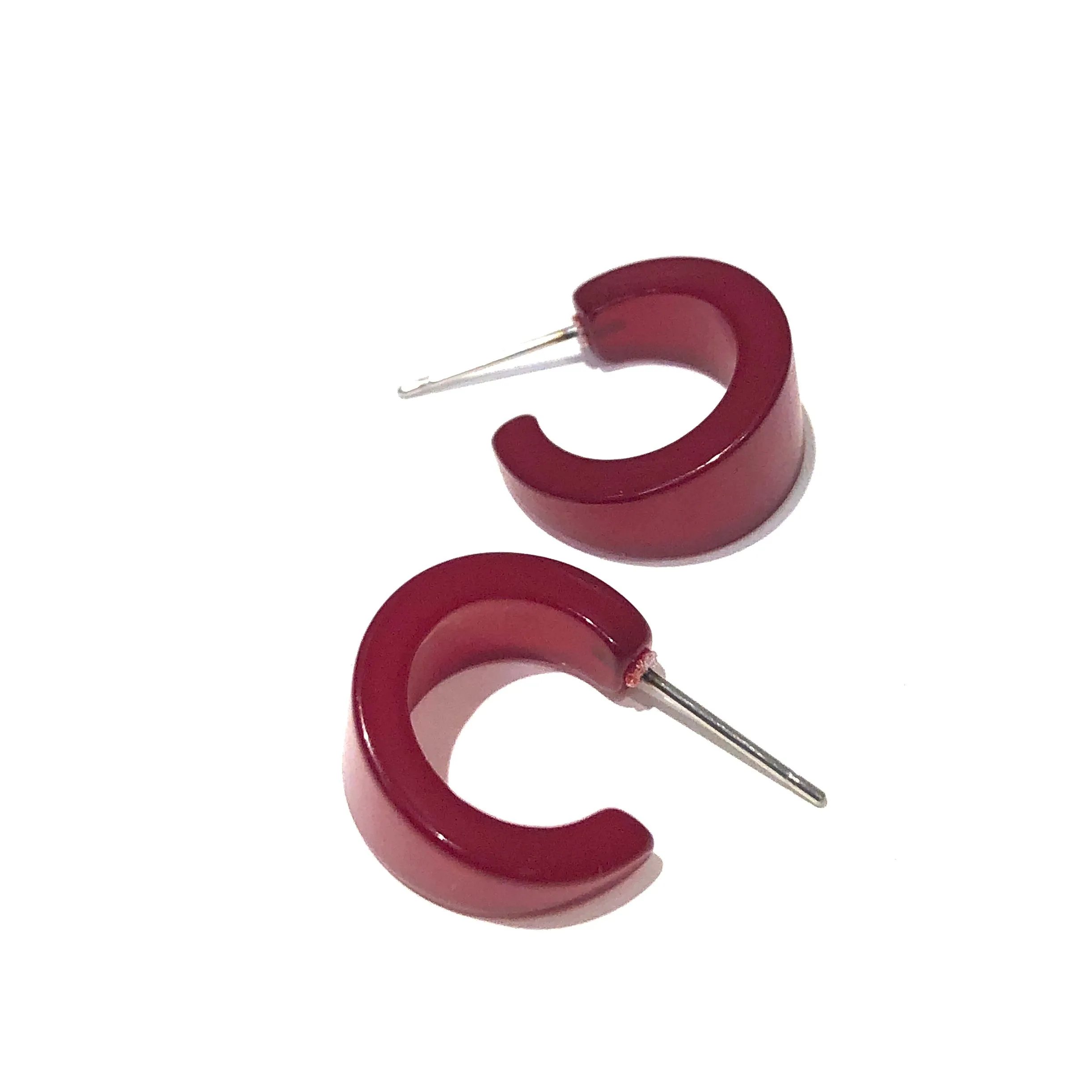 Deep Red Moonglow Mini Boom Hoop Earrings