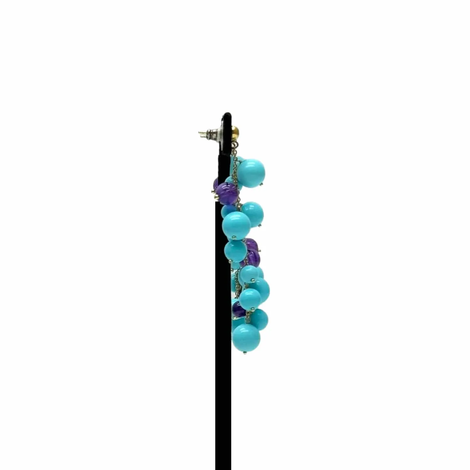 EARRINGS 18K Gold with Persian Turquoise & Amethyst Beads
