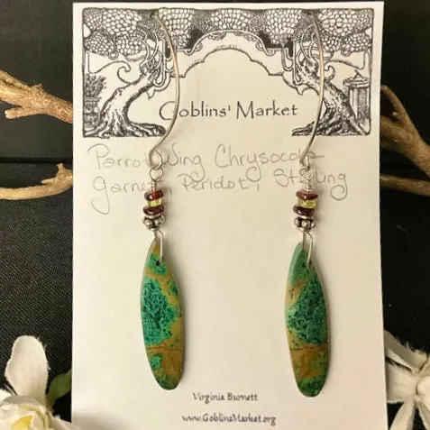 Earrings - Parrot Wing Chrysocola