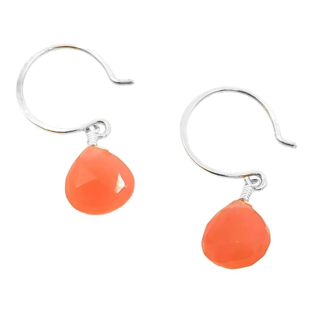 Earrings - Ruby Chalcedony (Orange) Gemstone Drops Sterling by Foamy Wader