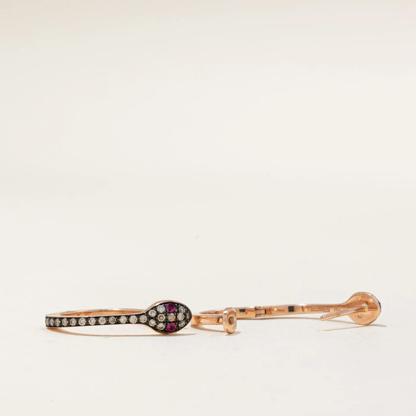 'Effy' Diamond & Ruby Snake Hoop Earrings | 0.31ctw, 0.06ctw |