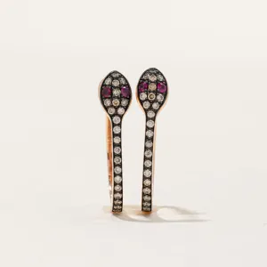 'Effy' Diamond & Ruby Snake Hoop Earrings | 0.31ctw, 0.06ctw |