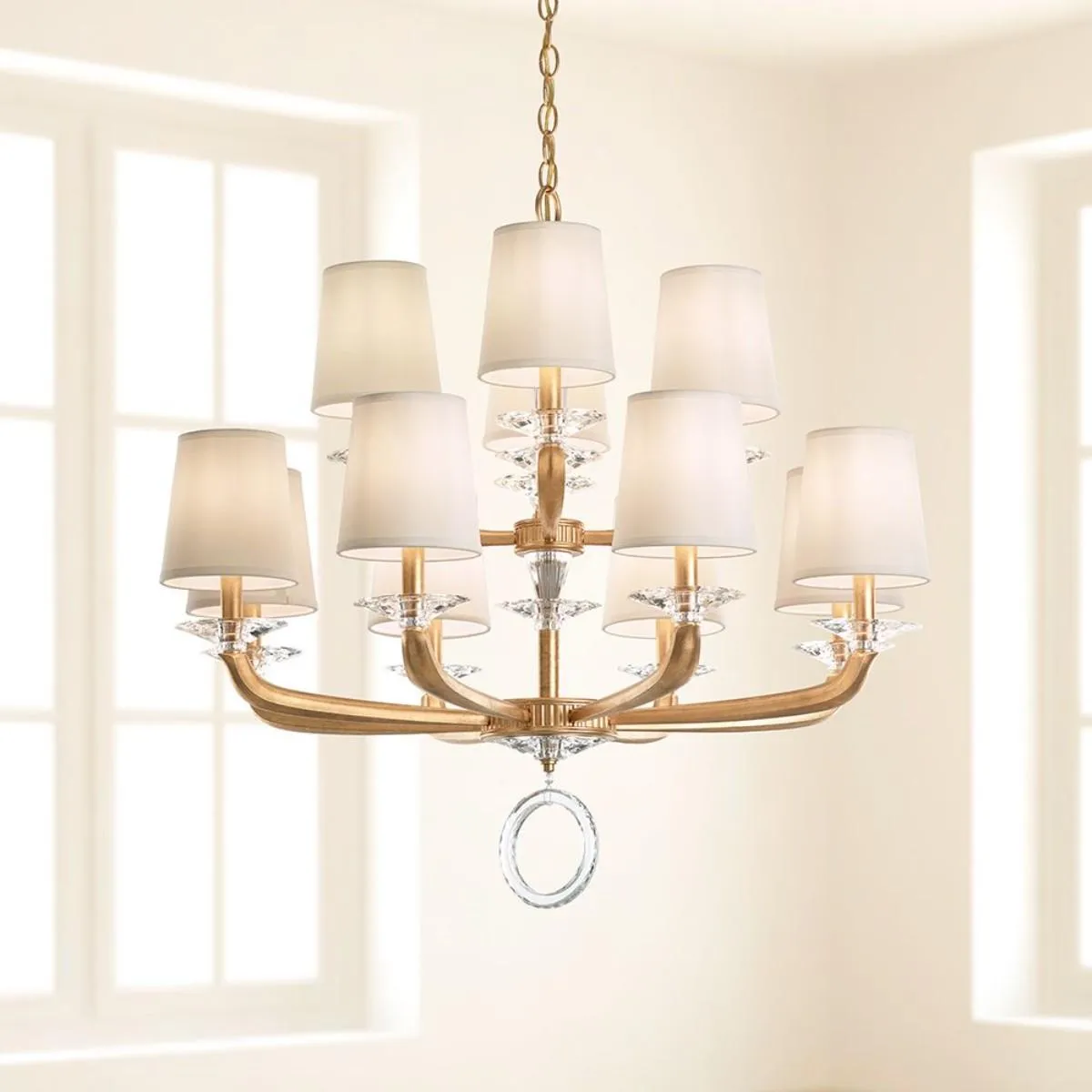 Emilea 34 inch 12 Lights Heirloom Bronze Chandelier with Clear Optic Crystals