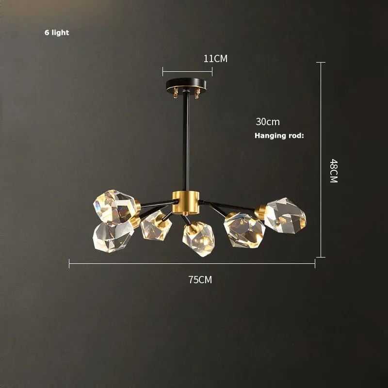 European Gold Black Crystal Chandelier LED Light for Luxury Mansion Home