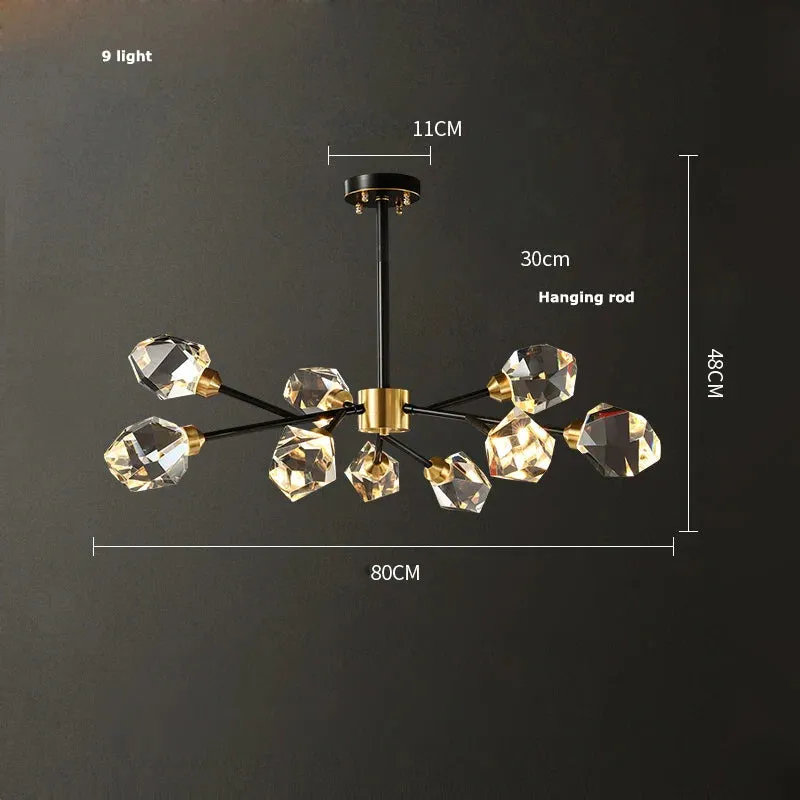 European Gold Black Crystal Chandelier LED Light for Luxury Mansion Home