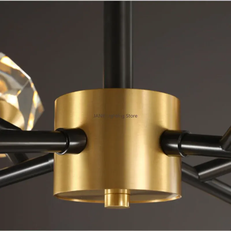 European Gold Black Crystal Chandelier LED Light for Luxury Mansion Home