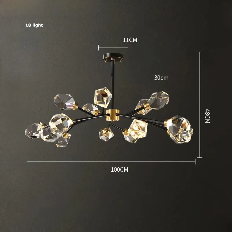 European Gold Black Crystal Chandelier LED Light for Luxury Mansion Home