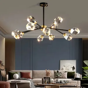 European Gold Black Crystal Chandelier LED Light for Luxury Mansion Home