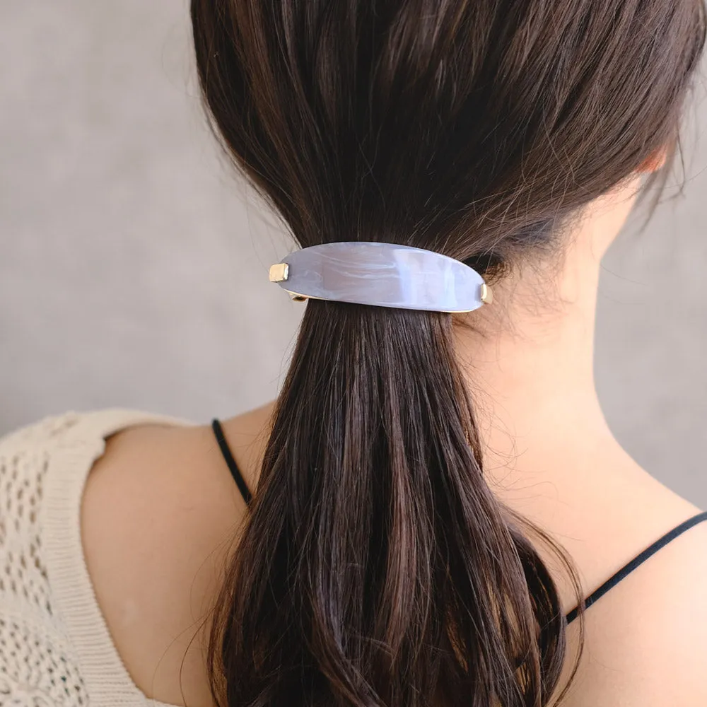 Firm Grip Metal Accent Marble Barrette