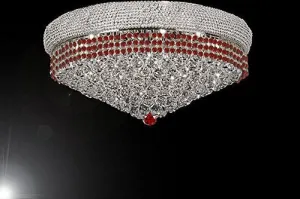 Flush French Empire Crystal Chandelier Chandeliers Moroccan Style Lighting Trimmed With Ruby Red Crystal Good For Dining Room Foyer Entryway Family Room And More H16" X W30" - G93-Flush/B74/Cs/541/24