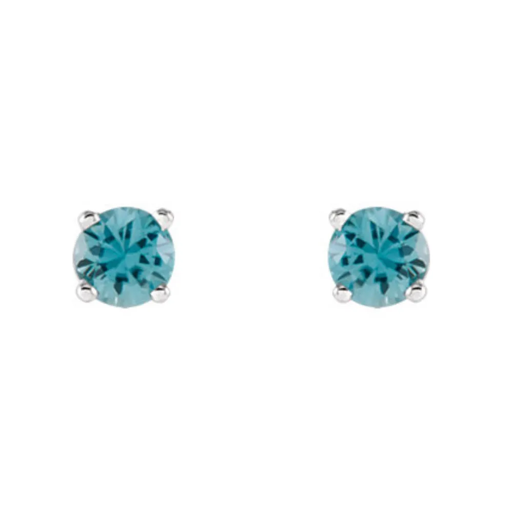 Genuine Gemstone Stud Earrings in White, Yellow or Rose Gold