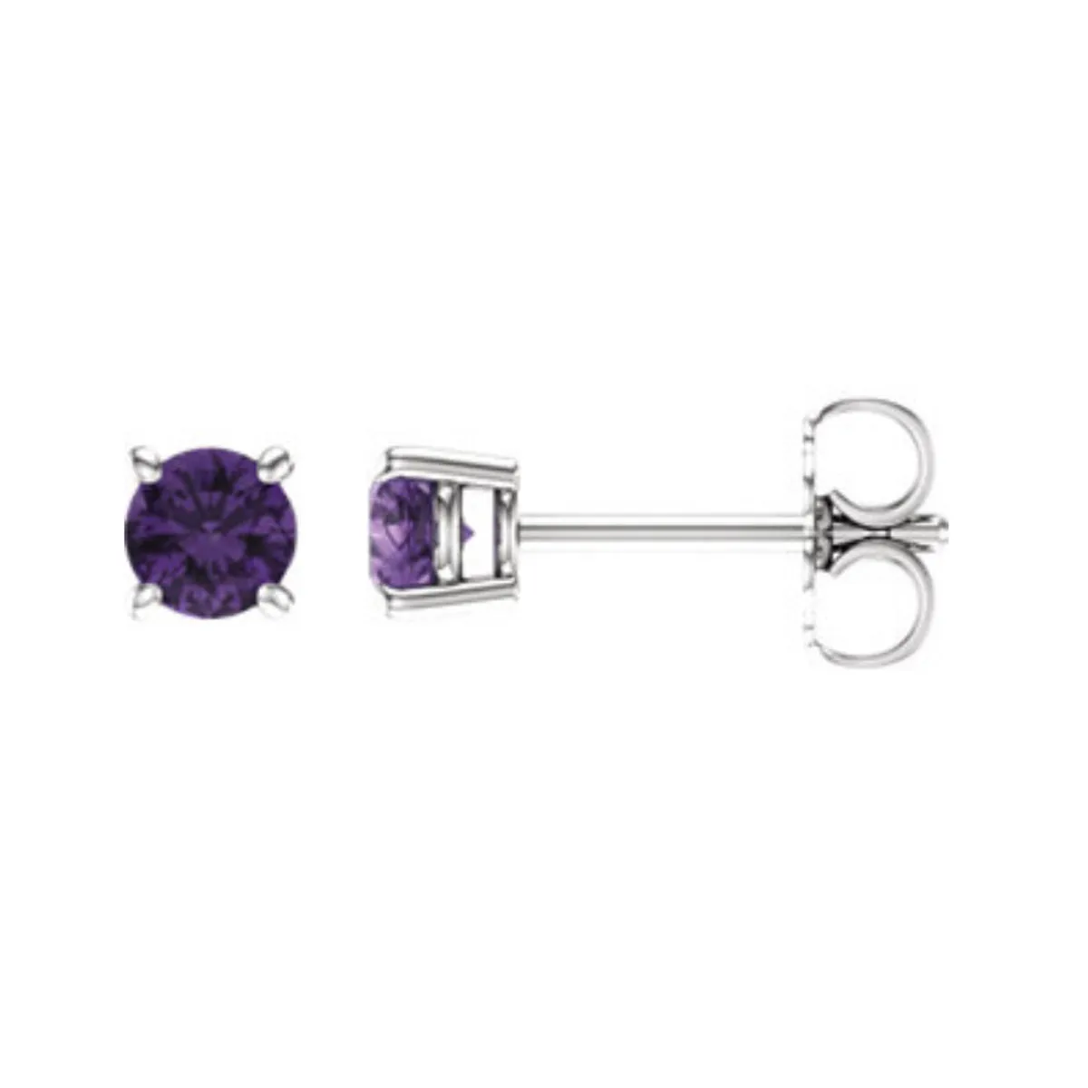 Genuine Gemstone Stud Earrings in White, Yellow or Rose Gold