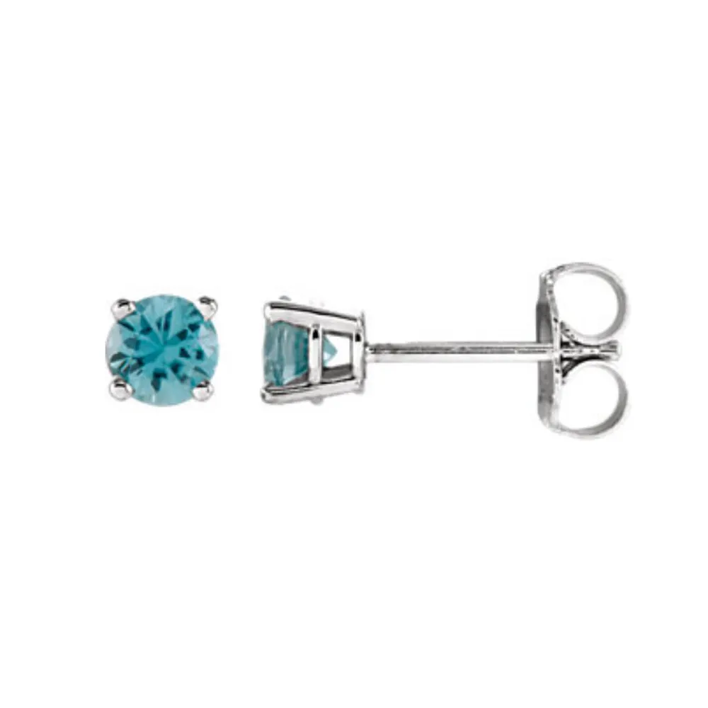 Genuine Gemstone Stud Earrings in White, Yellow or Rose Gold