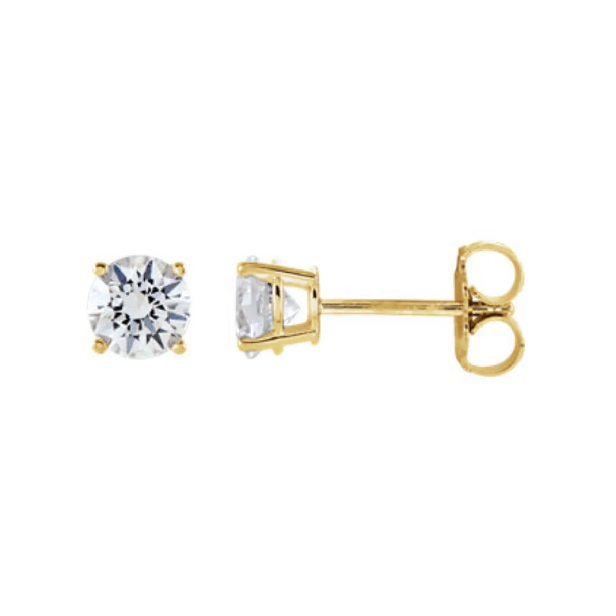 Genuine Gemstone Stud Earrings in White, Yellow or Rose Gold