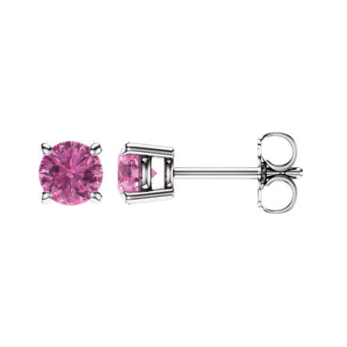 Genuine Gemstone Stud Earrings in White, Yellow or Rose Gold