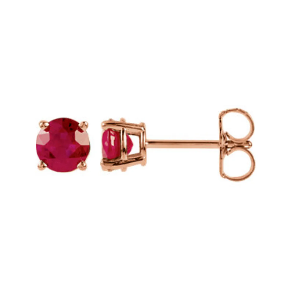 Genuine Gemstone Stud Earrings in White, Yellow or Rose Gold