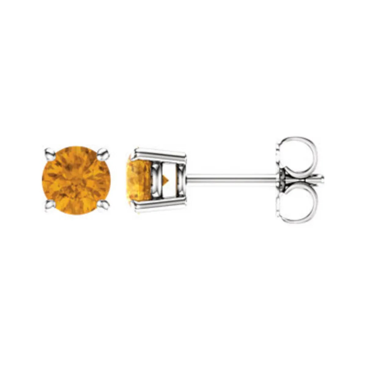 Genuine Gemstone Stud Earrings in White, Yellow or Rose Gold