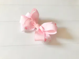 Girls Double Twisted Valentine  Pink Heart Boutique Hair Bow I The Enchanted Magnolia