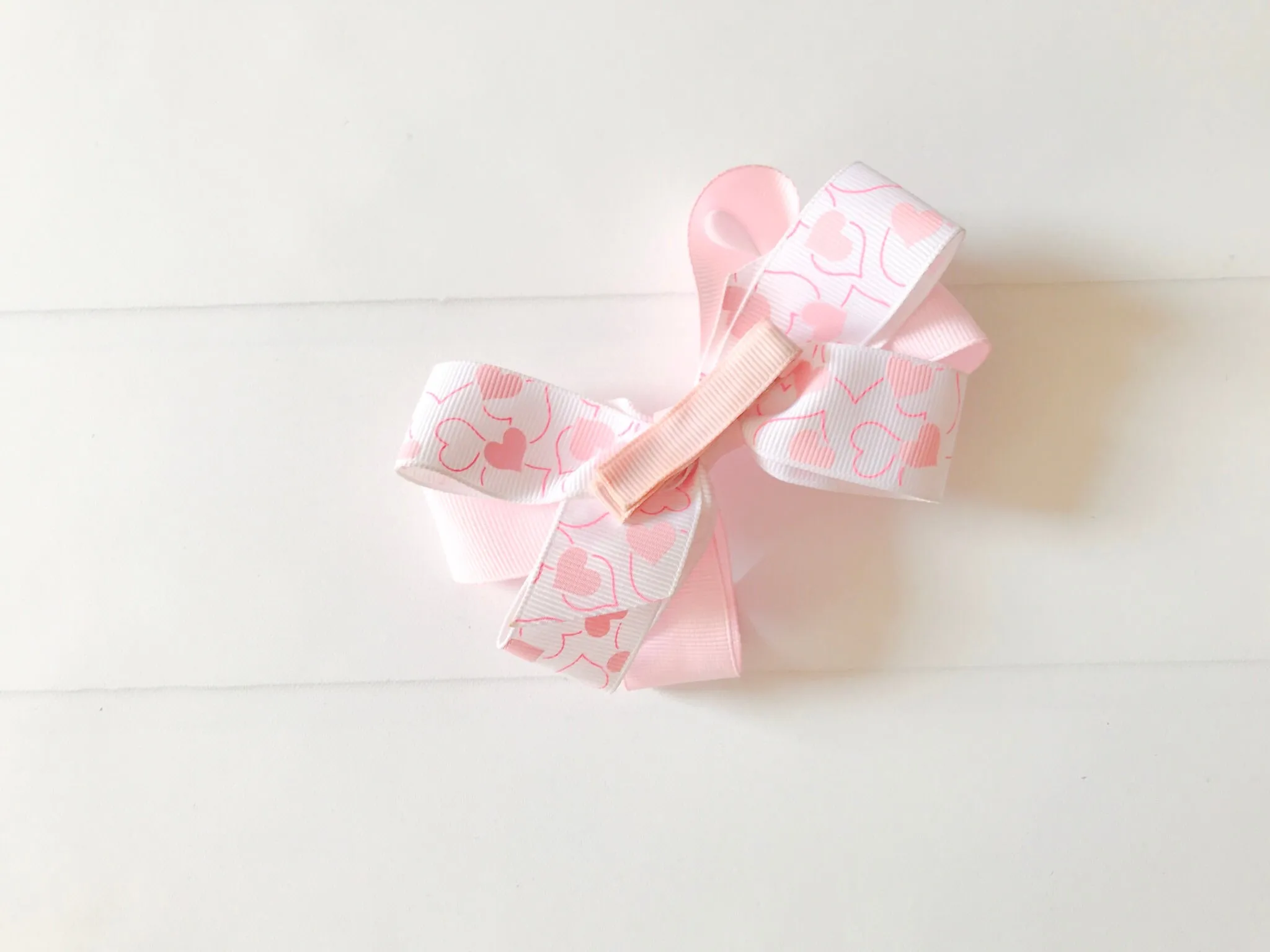 Girls Double Twisted Valentine  Pink Heart Boutique Hair Bow I The Enchanted Magnolia