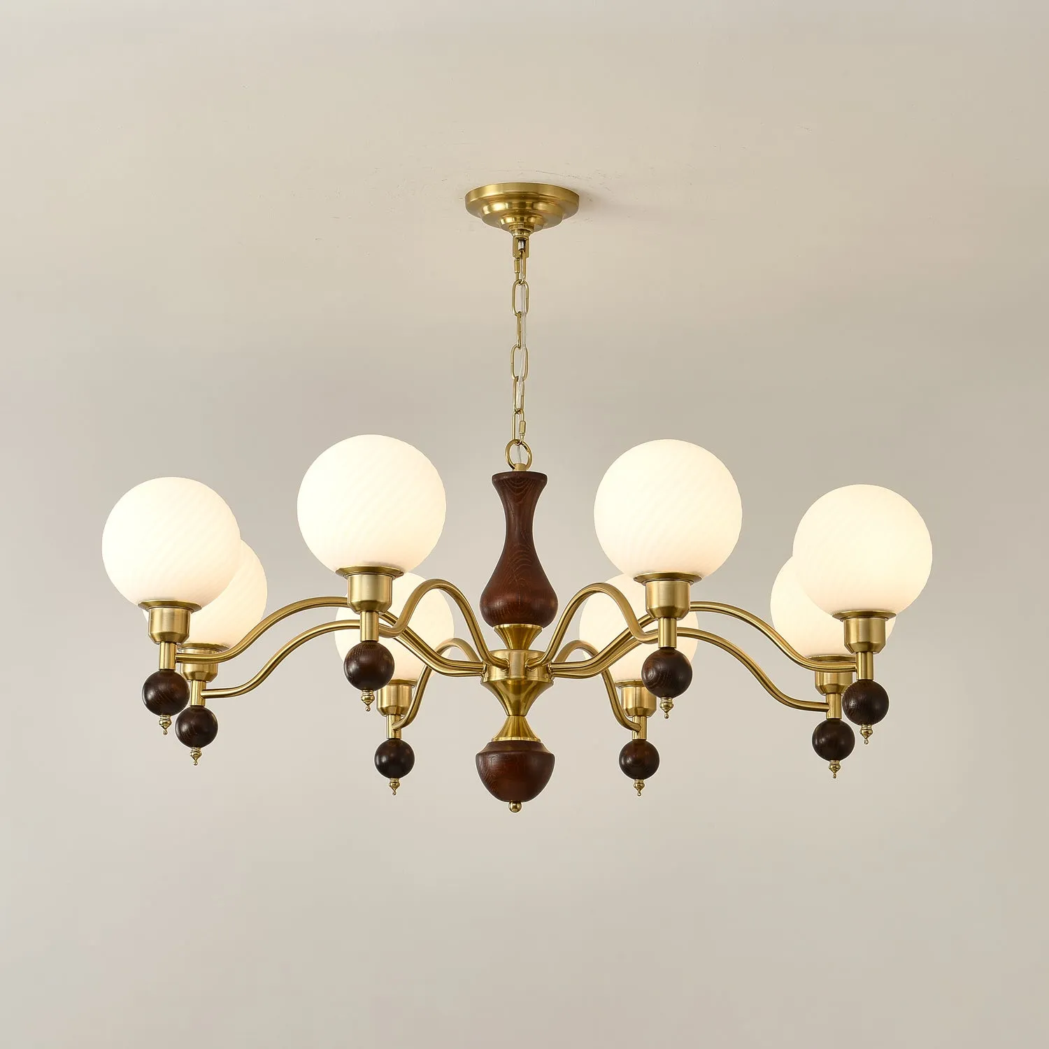 Globe Orb Wood Chandelier