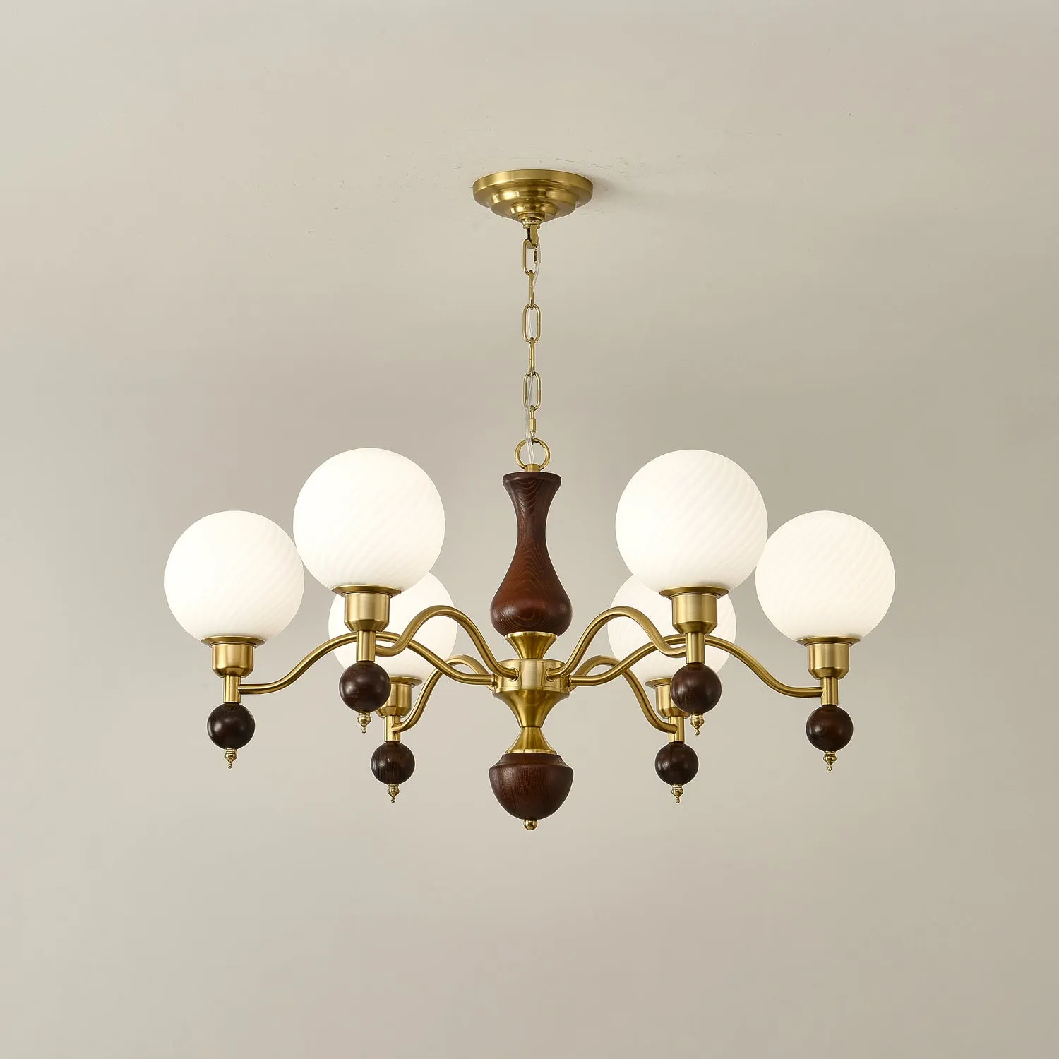 Globe Orb Wood Chandelier