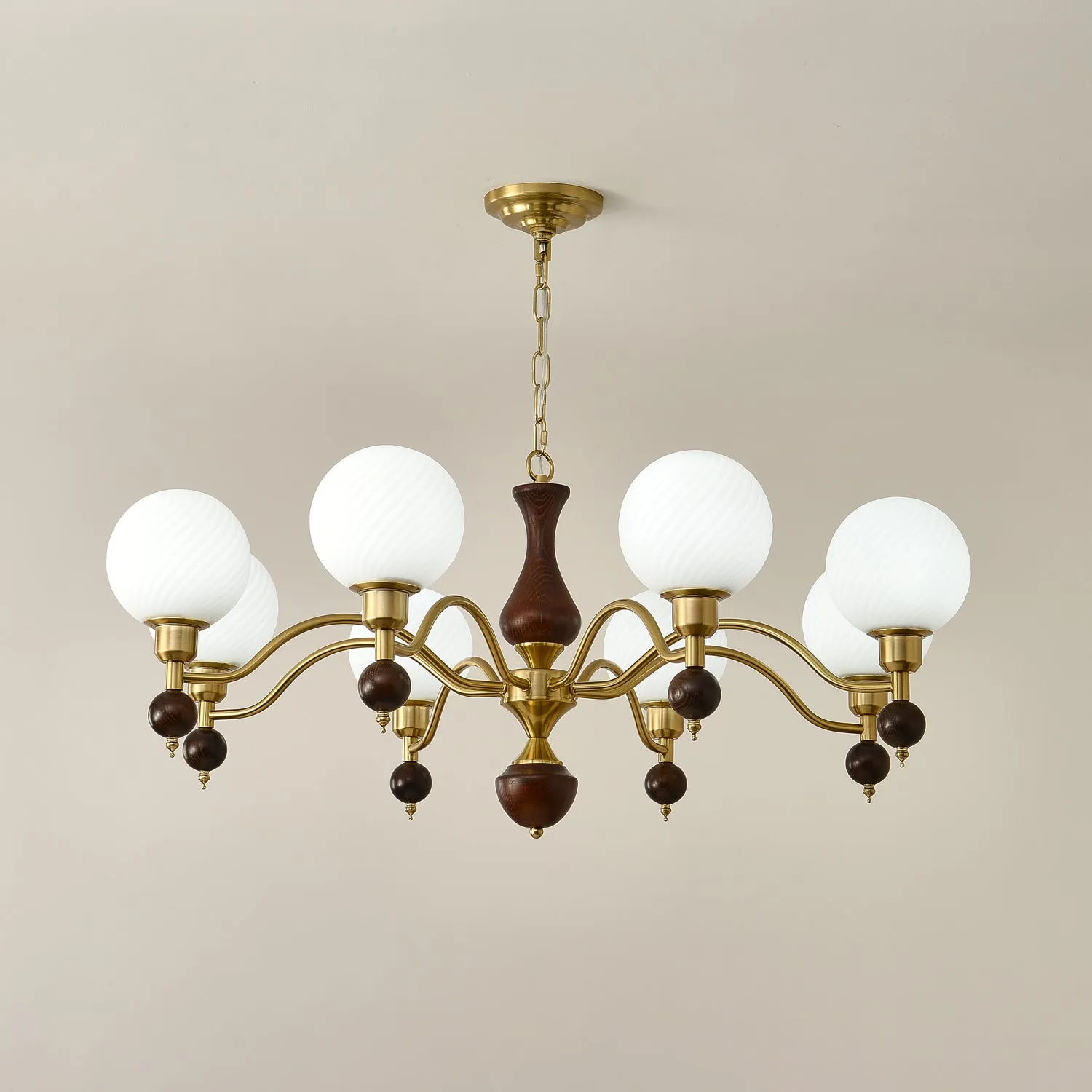 Globe Orb Wood Chandelier