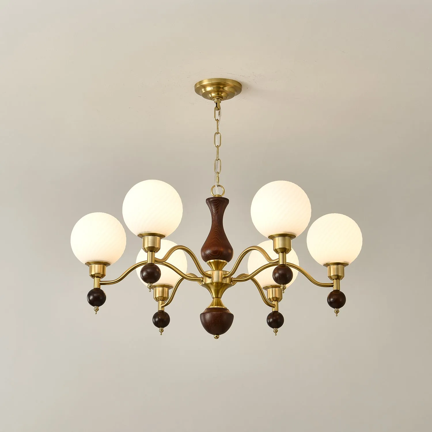 Globe Orb Wood Chandelier