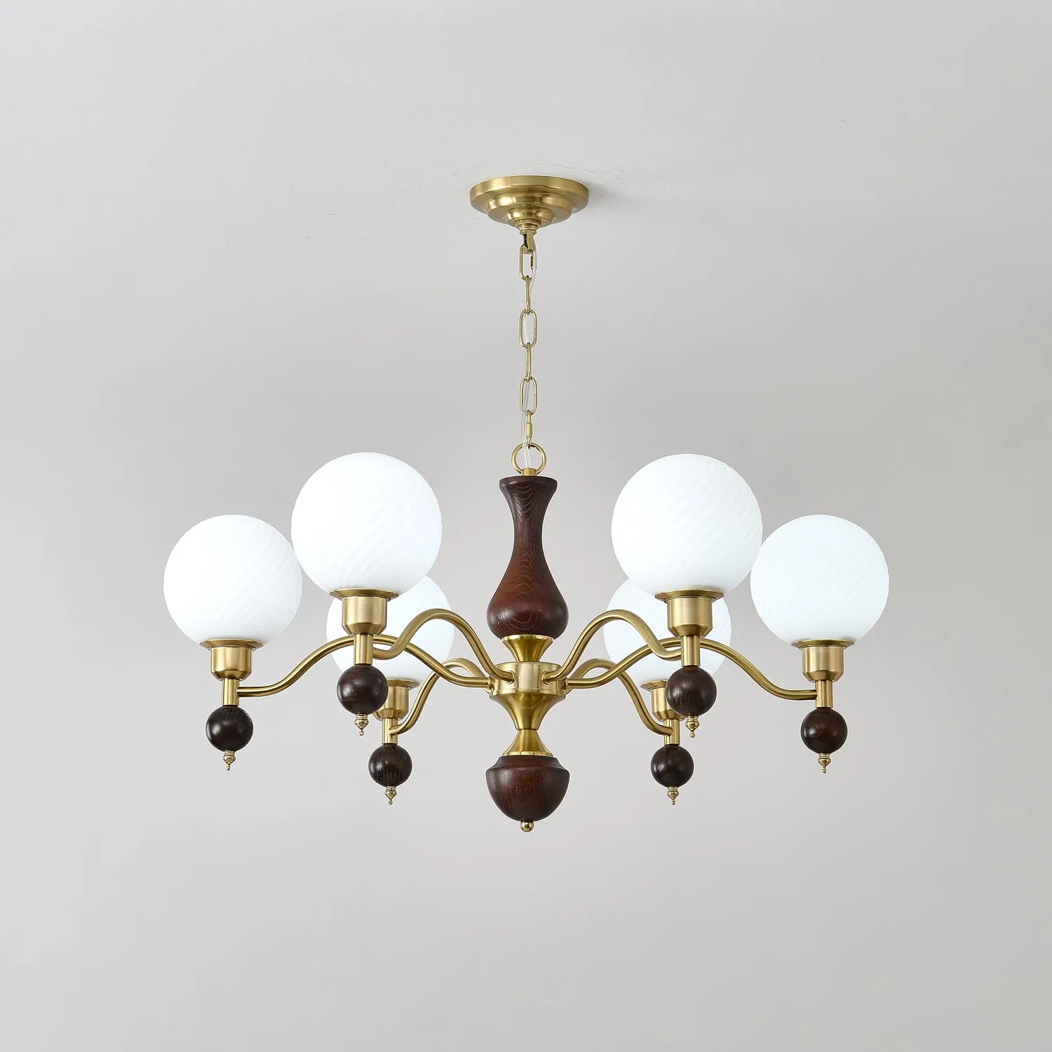 Globe Orb Wood Chandelier